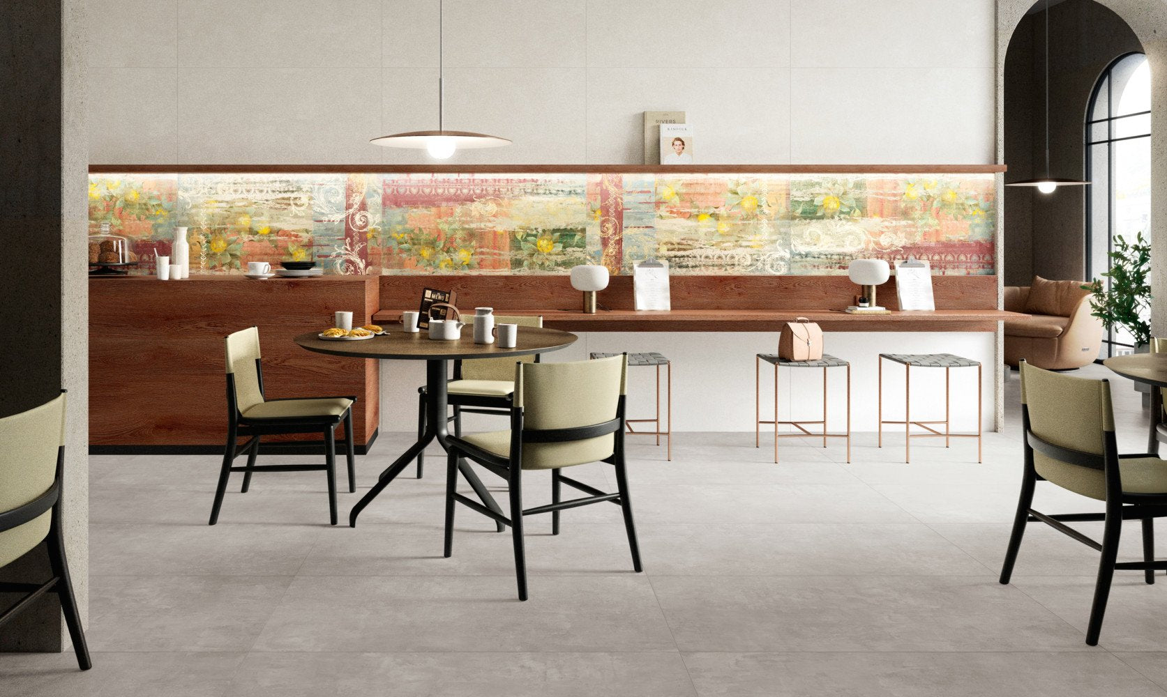 Pavimento Rivestimento 60x120 rettificato in gres fine Grigio in porcellana e naturale, superficie e texture ravvicinata...