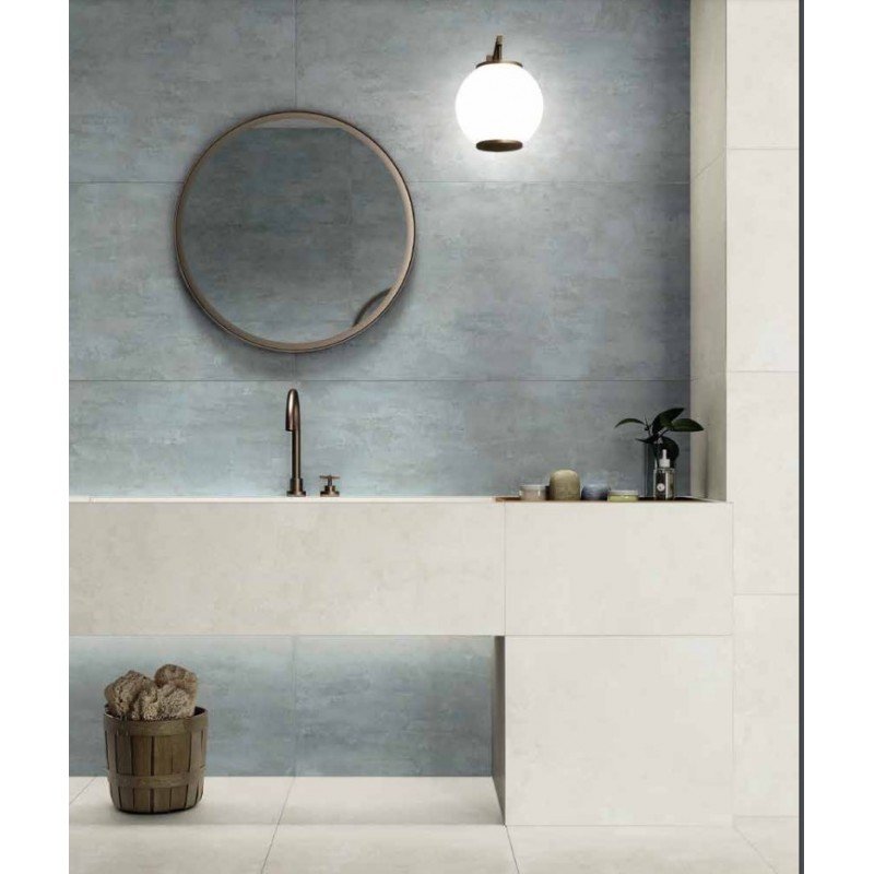 Pavimento Rivestimento 60x60 rettificato R9 in gres fine Blu in porcellana, superficie e texture ravvicinata del gres