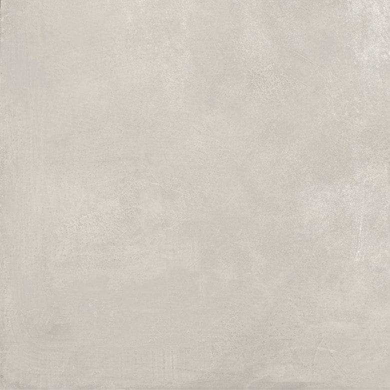 Pavimento rivestimento 75x75 blanc brill effetto resina 9,5 in porcellana, superficie e texture ravvicinata del gres