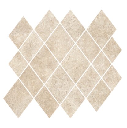 Pavimento rivestimento mosaico 35.3x32.3 in gres porcellanato 9,5 mm rombi sabbia Ragno Realstone Argent