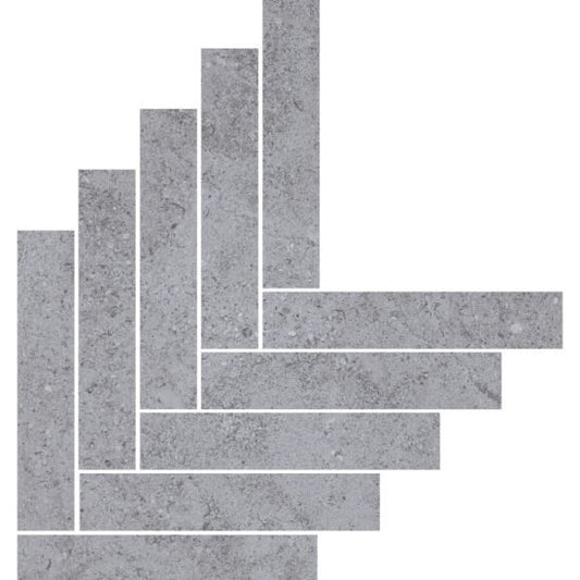 Pavimento rivestimento mosaico 44.9x61.6 in gres porcellanato 9,5mm freccia grey Ragno Kalkstone