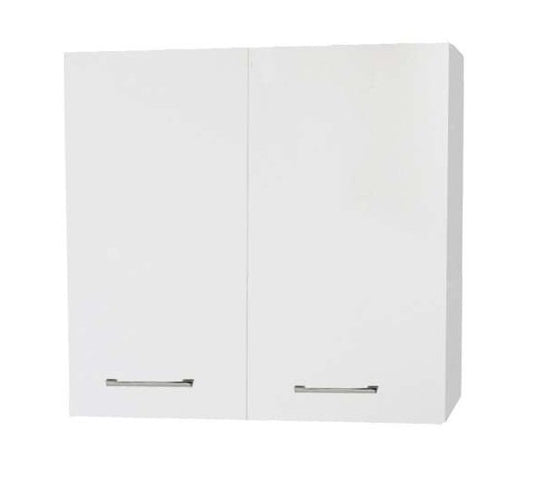Pensile bagno 68x22 doppio due ante con maniglie cromo bianco lucido