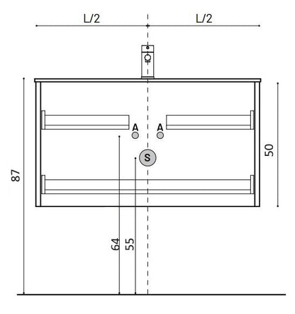 Mobile bagno noce chiaro 120x45 Pesaro con lavabo in mineralmarmo