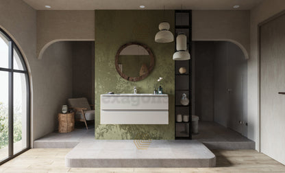 Mobile bagno grigio caldo 120x45 Pesaro con lavabo in mineralmarmo