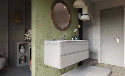 Mobile bagno grigio caldo 120x45 Pesaro con lavabo in mineralmarmo