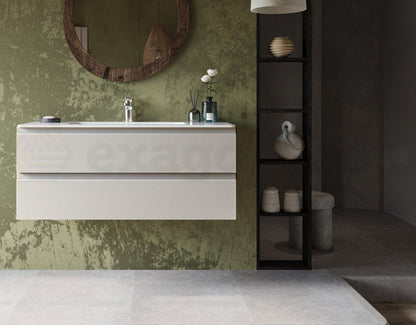 Mobile bagno grigio caldo 120x45 Pesaro con lavabo in mineralmarmo