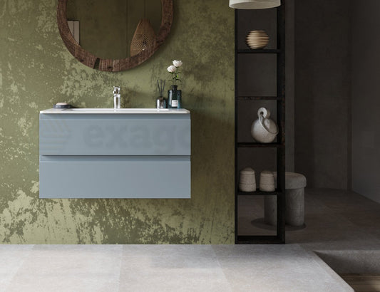 Mobile bagno avion 90x45 Pesaro due cassetti con lavabo in ceramica
