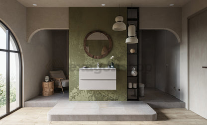 Mobile bagno grigio caldo 90x45 Pesaro due cassetti con lavabo in ceramica