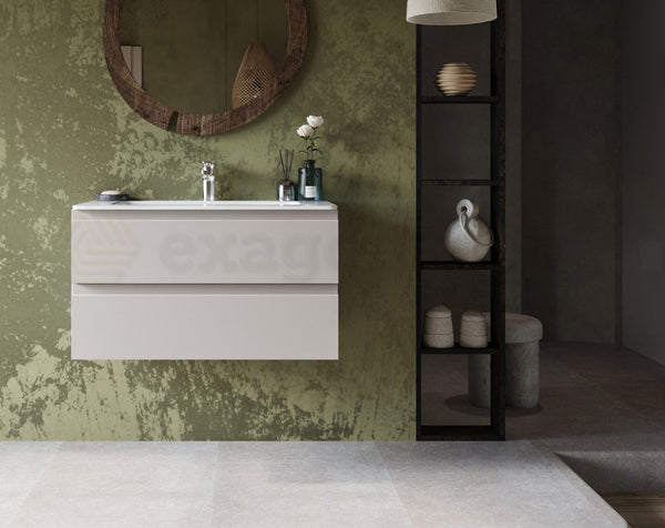 Mobile bagno grigio caldo 90x45 Pesaro due cassetti con lavabo in ceramica
