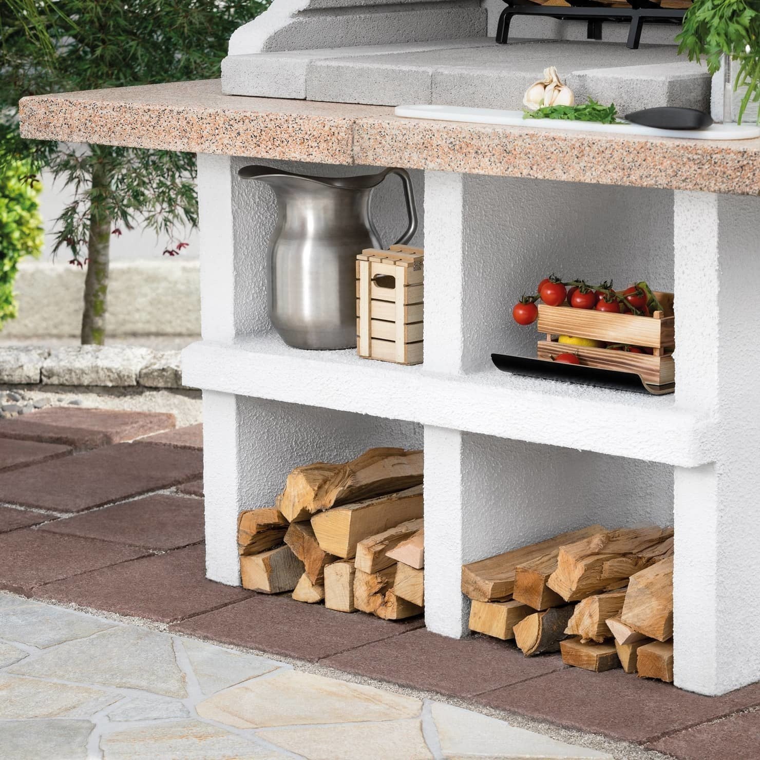 Palazzetti Pianosa barbecue a legna grezzo grill extralarge, dettaglio del pannello comandi e della bocca di carico