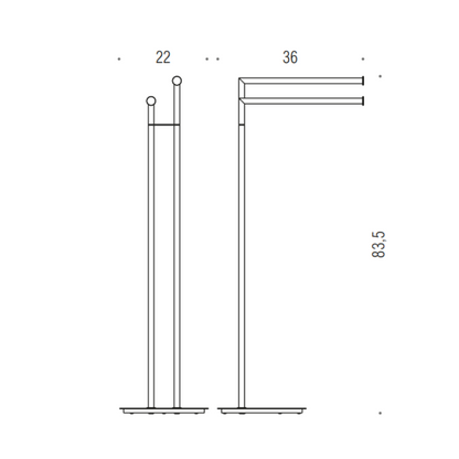Colombo design mini b40380cr piantana con due aste portasciugamani cromo