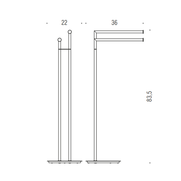 Colombo design mini b40380cr piantana con due aste portasciugamani cromo