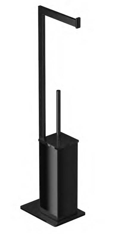 Piantana wc con portarotolo e portascopino in acciaio nero opaco