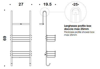 Set piantane portasciugamani portarotolo con portascopino e cavalletto box doccia cromo 3 pz Units Colombo Design