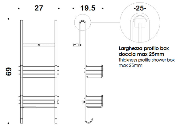 Set piantane portasciugamani portarotolo con portascopino e cavalletto box doccia cromo 3 pz Units Colombo Design