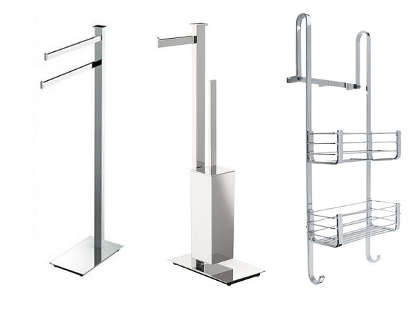 Set piantane portasciugamani portarotolo con portascopino e cavalletto box doccia cromo 3 pz Units Colombo Design