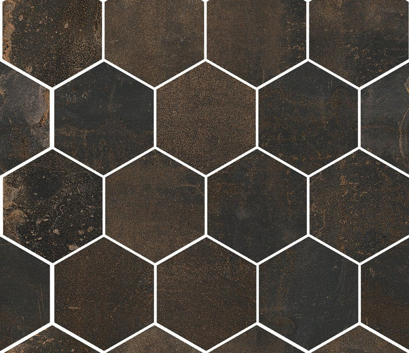 Piastrella Esagonale 26x30 Cm Effetto Metallo In Gres in gres porcellanato e ceramica, superficie e texture ravvicinata...