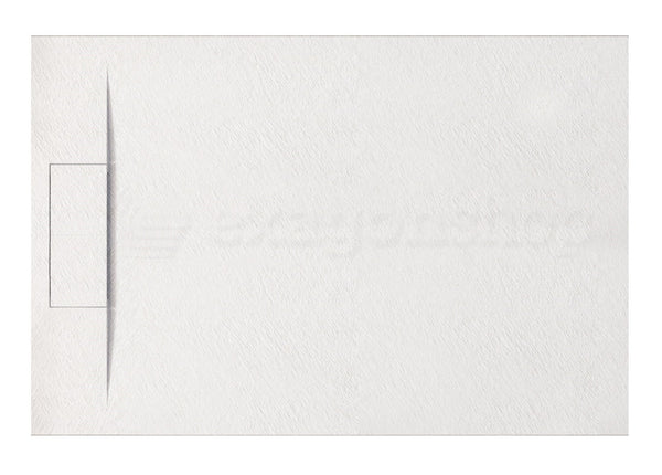 Piatto doccia 100x70 effetto pietra ardesia bianco in smc con piletta e copripiletta Trevi