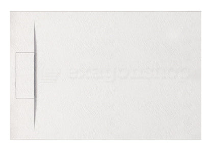 Piatto doccia 140x70 effetto pietra ardesia bianco in smc con piletta e copripiletta Trevi