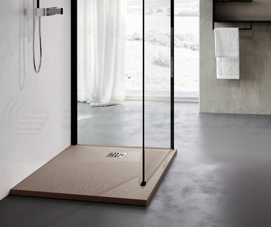 Novellini Novomatt Piatto doccia 80x80 effetto pietra in mineralsolid cappuccino