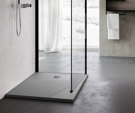 Novellini Novomatt Piatto doccia 80x80 effetto pietra in mineralsolid grigio