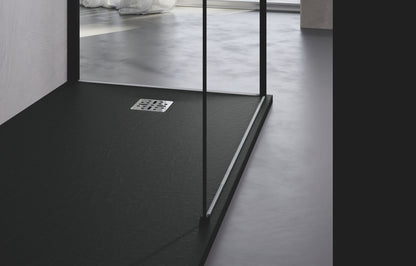 Novellini Novomatt piatto doccia 90x90 effetto pietra in mineralsolid nero antracite