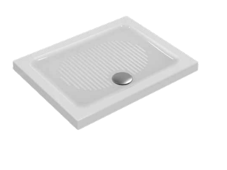 Piatto Doccia 90x70x6 antiscivolo Foro Di Scarico 90 in ambientato in box doccia con pareti in vetro
