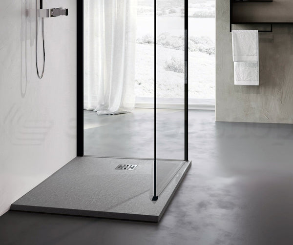 Novellini Novomatt Piatto doccia 90x90 effetto pietra in mineralsolid grigio