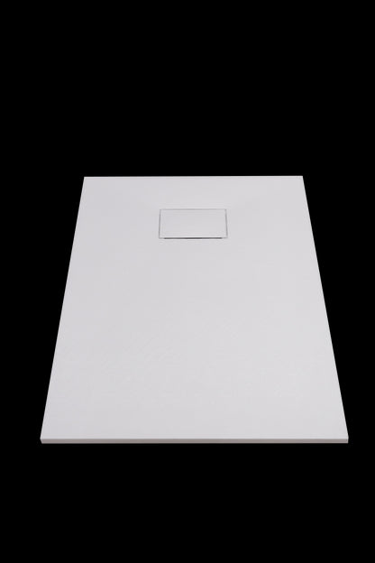 Piatto Doccia 90x70 Spessore 2,6cm In SMC Effetto Pietra Bianco - Quarzo