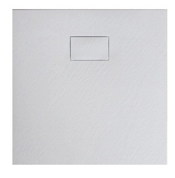 Quarzo piatto doccia 90x90 effetto pietra ardesia bianco in smc con piletta e copripiletta