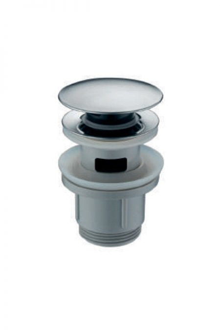 Piletta clik clak per lavabo e bidet con troppopieno in pvc e acciaio cromato