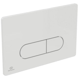 Placca comando meccanico per cassette Prosys bianco Oleas, vista frontale su sfondo bianco