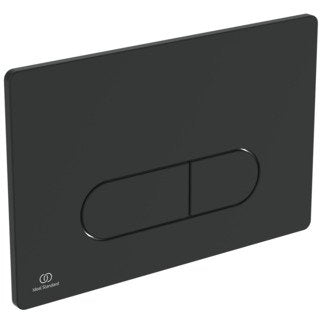 Placca comando meccanico per cassette Prosys nero Oleas M1 ambientato su piano bagno con accessori