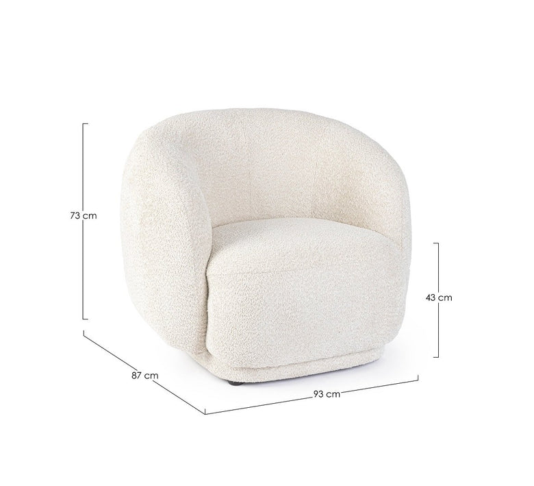Andrea Bizzotto Tecla Poltrona Effetto Boucle Naturale ambientato in spazio living con arredi coordinati