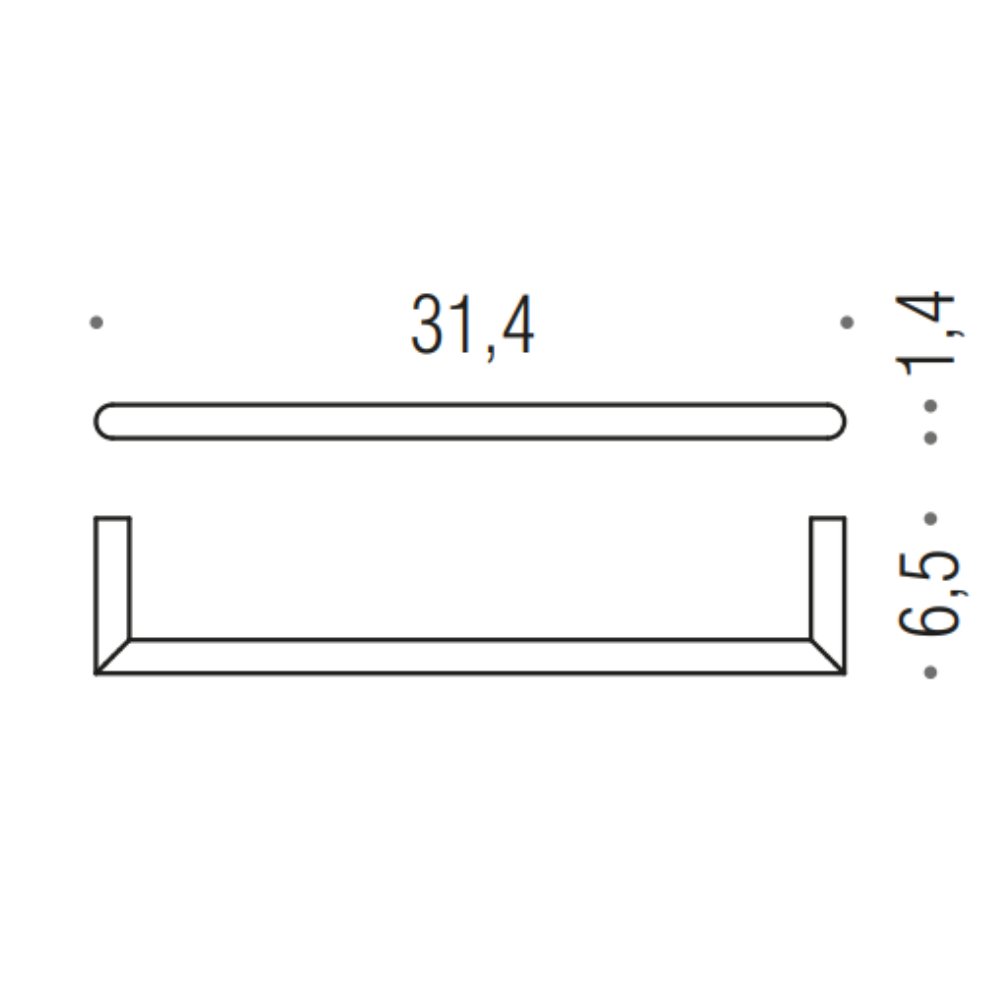 Colombo mini portasciugamani 30 cm a muro stainless steel Zirconium Ss Hps, dettaglio ravvicinato del materiale e...