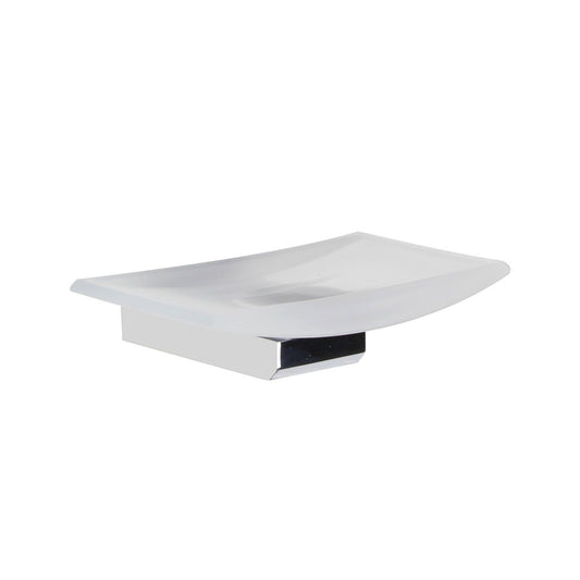 Koh-i-noor 4QUATTRO 7001 Porta sapone a muro in vetro acidato e ottone cromato