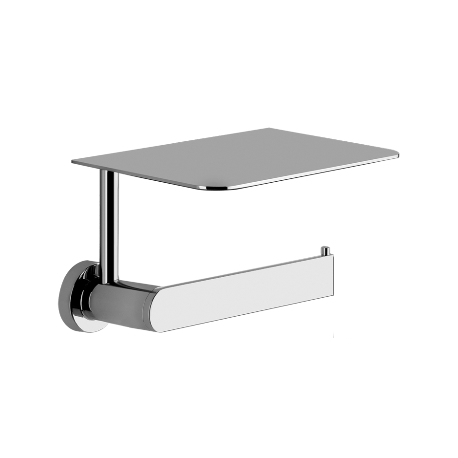 Porta rotolo a parete con coperchio cromo emporio Gessi Cromo Lucido montato a parete, vista del design e della finitura