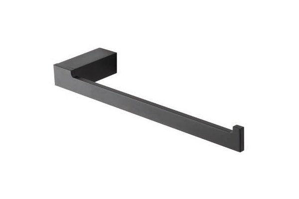 Porta salviette in alluminio nero Sky, dettaglio ravvicinato del materiale e dell'aggancio - Exagonshop