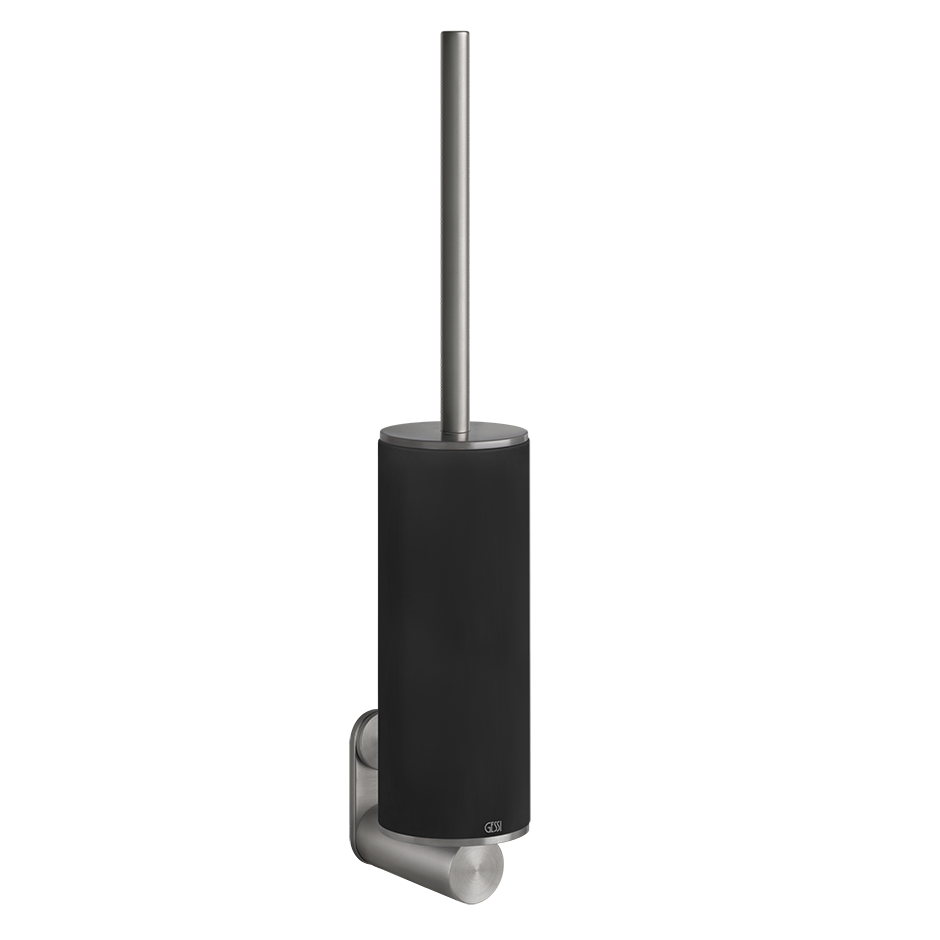 Porta scopino wc a muro nero steel brushed 54720 gessi