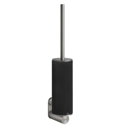 Porta scopino wc a muro nero steel brushed 54720 gessi