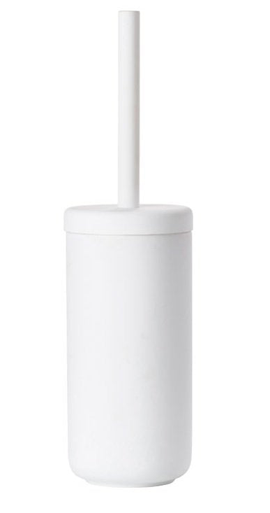 Porta scopino wc a pavimento in gres soft touch bianco Zone, dettaglio ravvicinato del materiale e dell'aggancio
