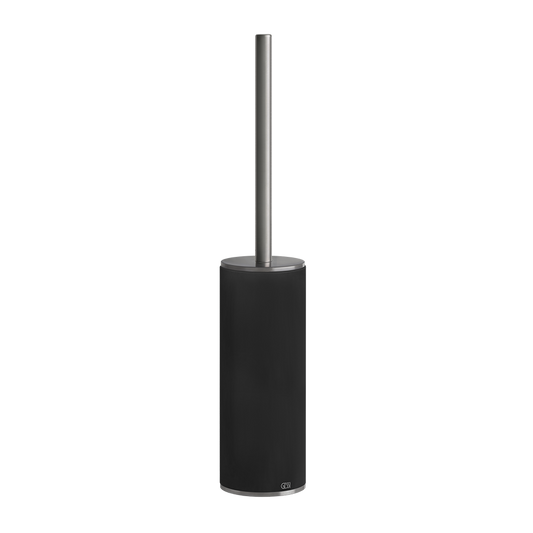 Porta scopino wc da appoggio nero steel brushed 54744 gessi