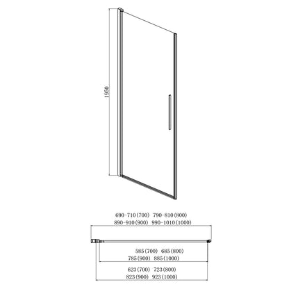 Box doccia 80x100 battente vetro temperato 6 mm 195 H cromo Linje