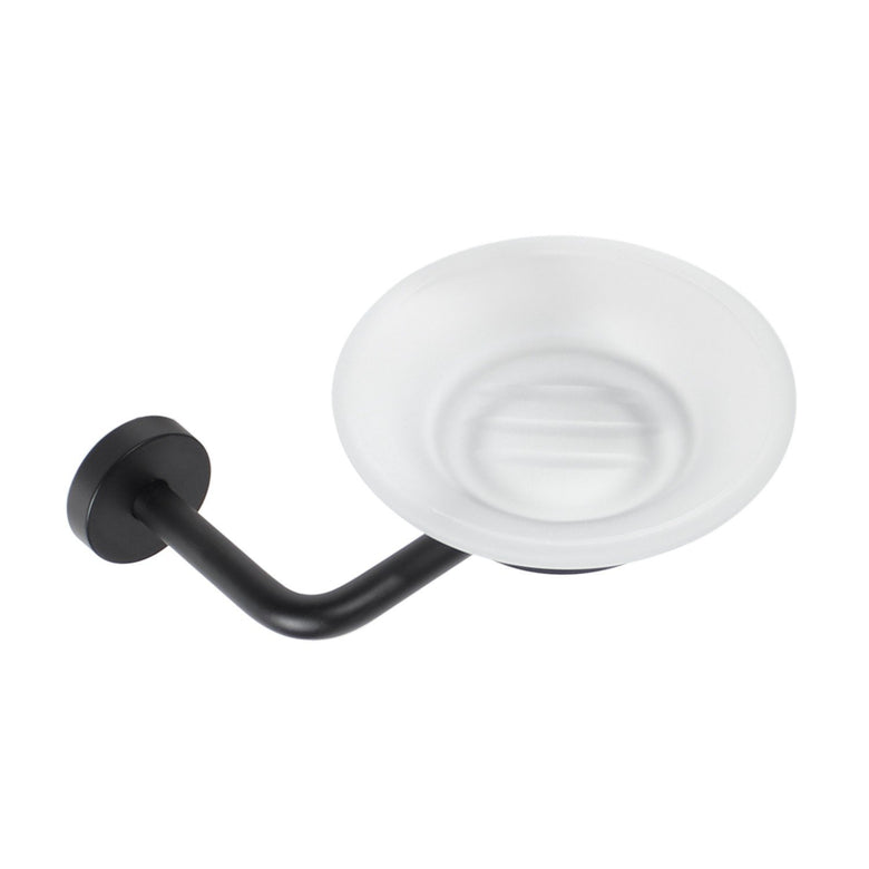 Koh-I-Noor Tito portasapone a muro Nero Opaco in vetro acidato e ottone montato a parete, vista del design e della...