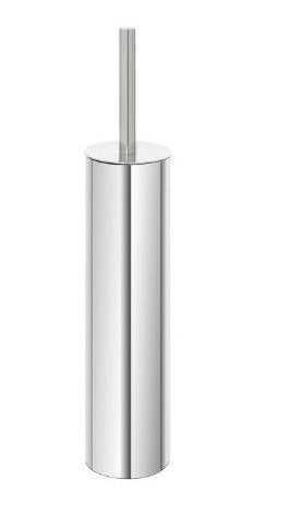 Portascopino slim tondo con fondo antiscivolo in acciaio inox cromo Prestige