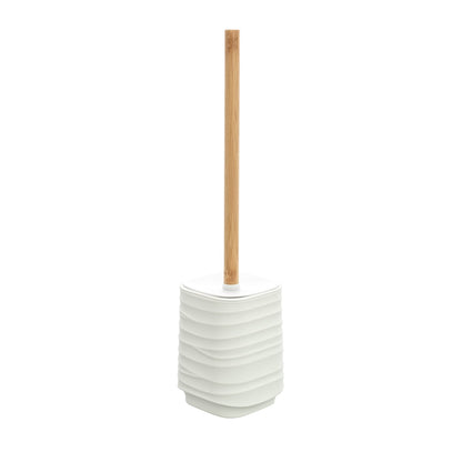 Portascopino in plastica ABS e bamboo bianco Alabama