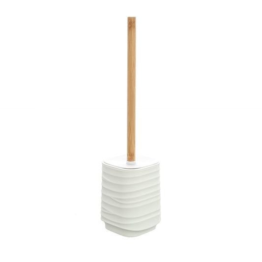 Portascopino in plastica ABS e bamboo bianco Alabama