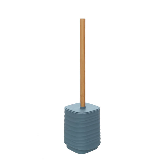 Portascopino in plastica ABS e bamboo blu pastello Alabama