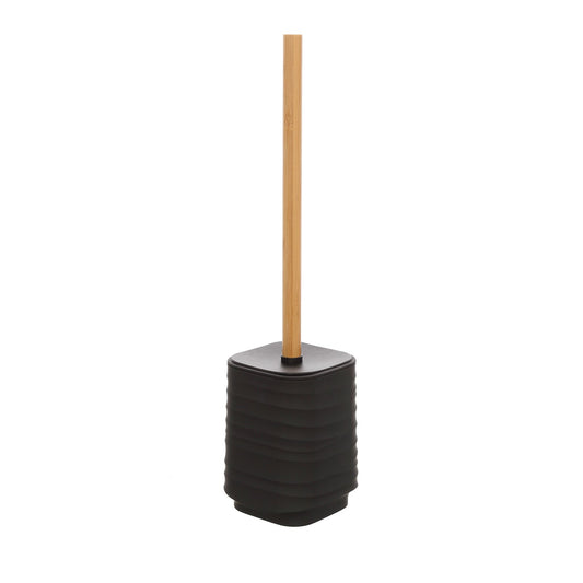 Portascopino in plastica ABS e bamboo nero Alabama