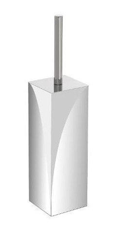 Portascopino quadrato con fondo antiscivolo in acciaio inox cromo Prestige